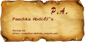 Paschka Abdiás névjegykártya